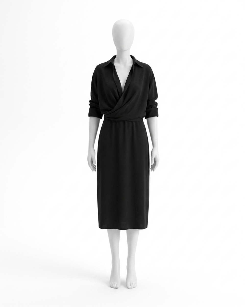 NEW LAFAYETTE 148 long sleeve convertible maxi dress in black